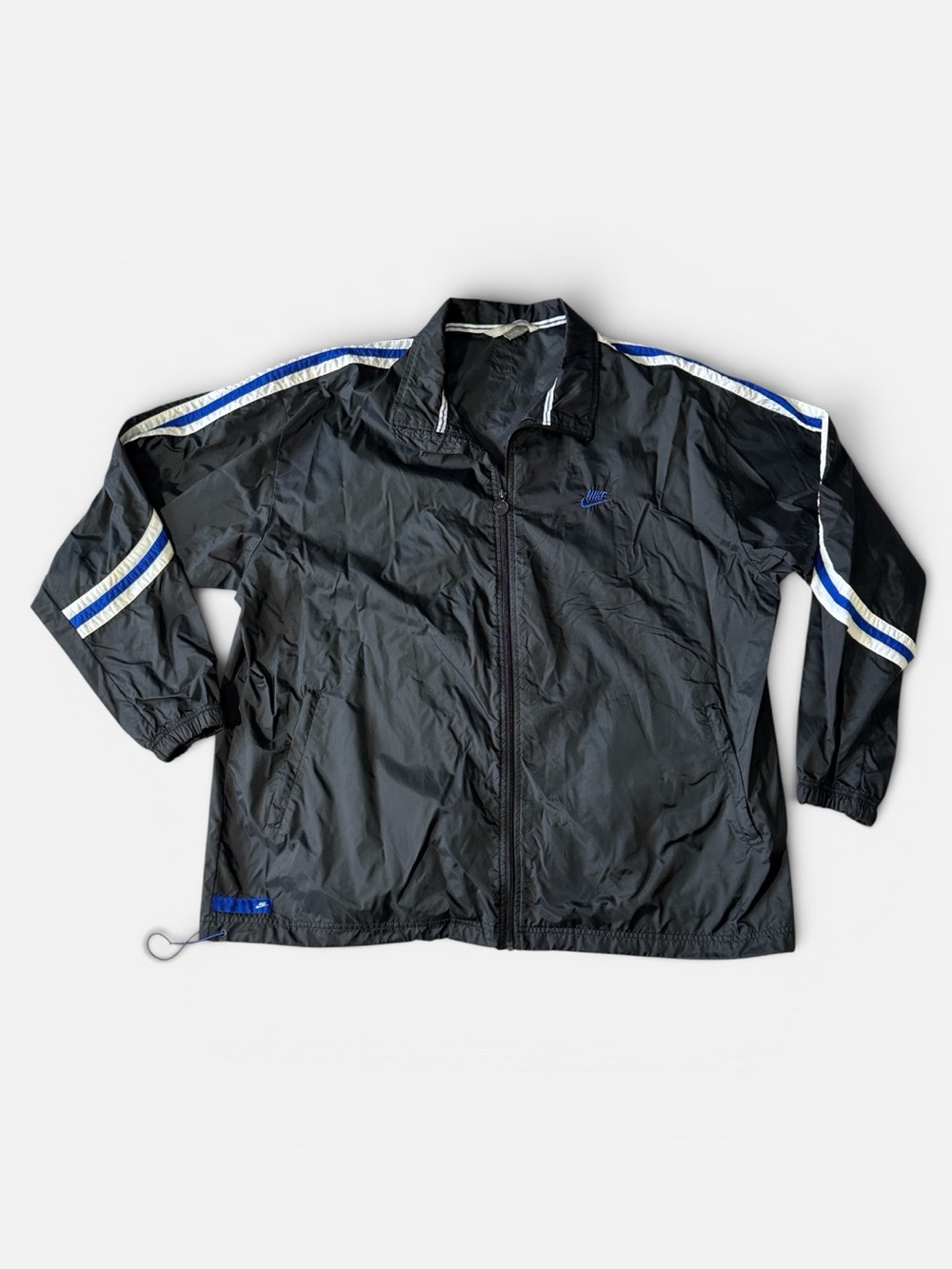 VINTAGE Nike mens 3XL XXXL black full zip Y2K windbreaker jacket EUC